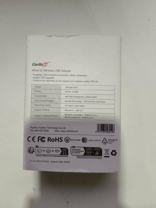 041 CarlinKit 2025 Adaptador Wireless CarPlay con Transmisión de Datos de 5 GHz - Imagen 4