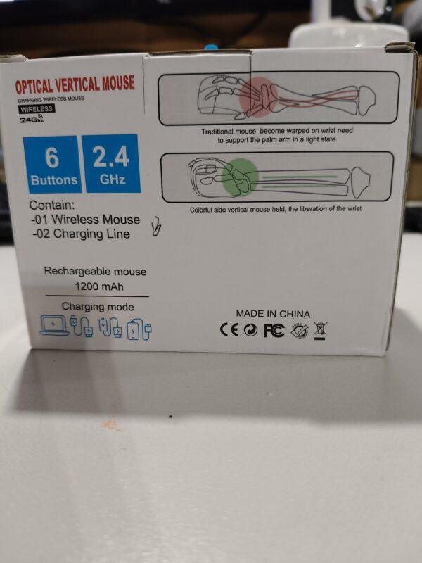 105 Ratón Vertical Óptico Wireless de 2,4 GHz Recargable con USB - Imagen 3