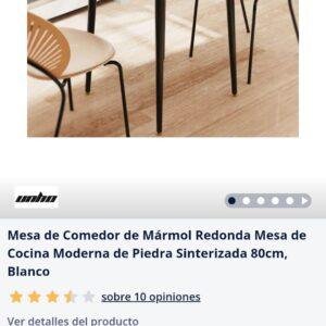 Mesa de mármol redonda  y metal negro mate