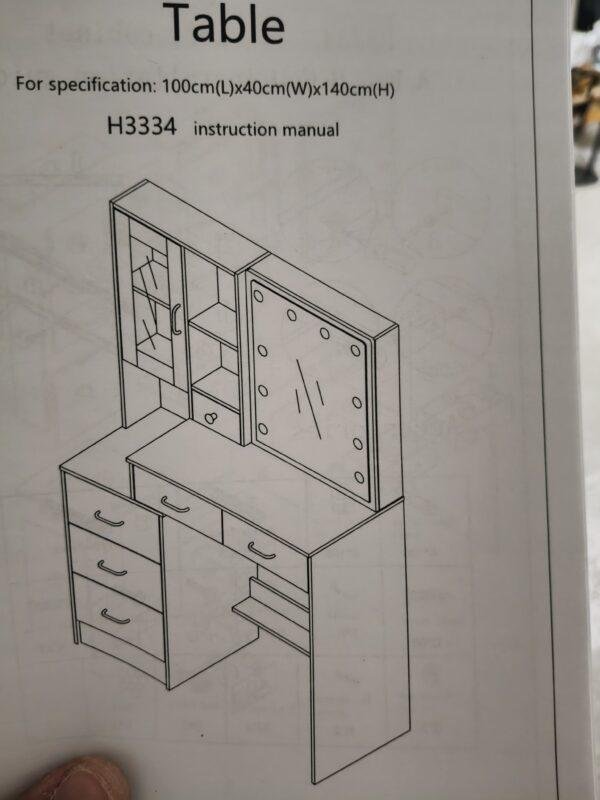 656 Mueble Tocador Marca Guanglai con Espejo y Luz LED